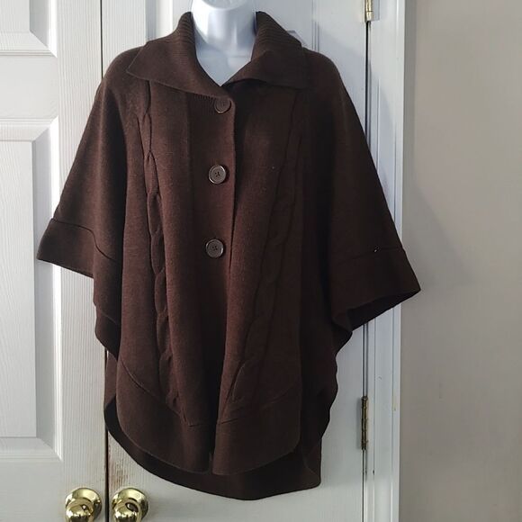 Croft & Barrow draped cardigan poncho button front  Sz S/M - Picture 1 of 5